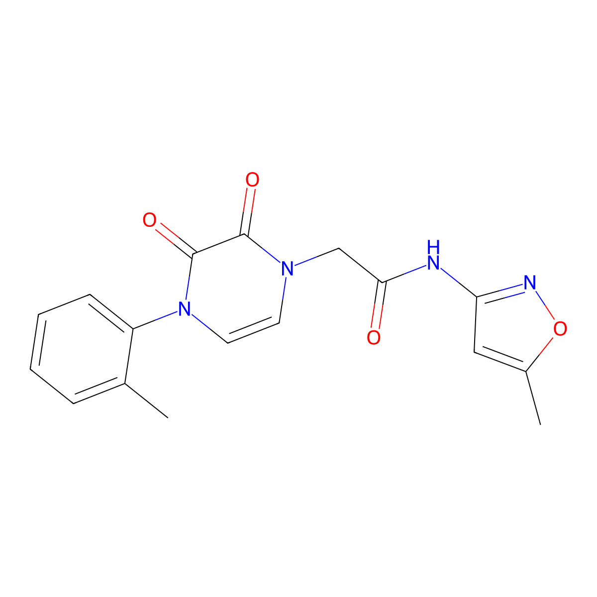 2-(2,3-dioxo-4-(o-tolyl)-3,4-dihydropyrazin-1(2H)-yl)-N-(5-methylisoxazol-3-yl)acetamide molecular structure, CAS 1421527-89-0