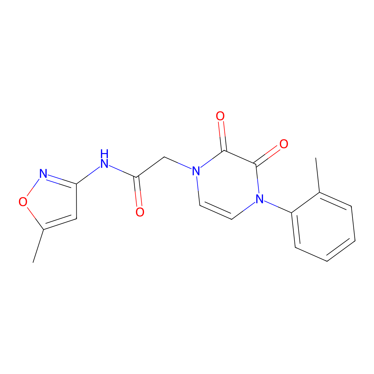 2-(2,3-dioxo-4-(o-tolyl)-3,4-dihydropyrazin-1(2H)-yl)-N-(5-methylisoxazol-3-yl)acetamide molecular structure, CAS 1421527-89-0