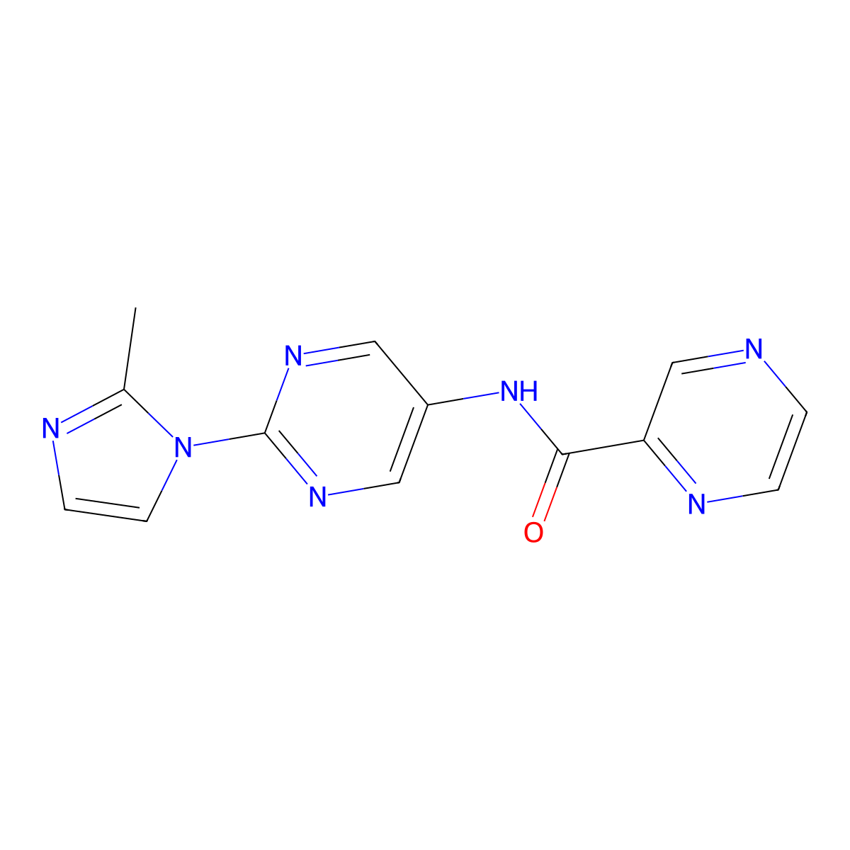 N-[2-(2-methyl-1H-imidazol-1-yl)pyrimidin-5-yl]pyrazine-2-carboxamide molecular structure, CAS 1421527-94-7
