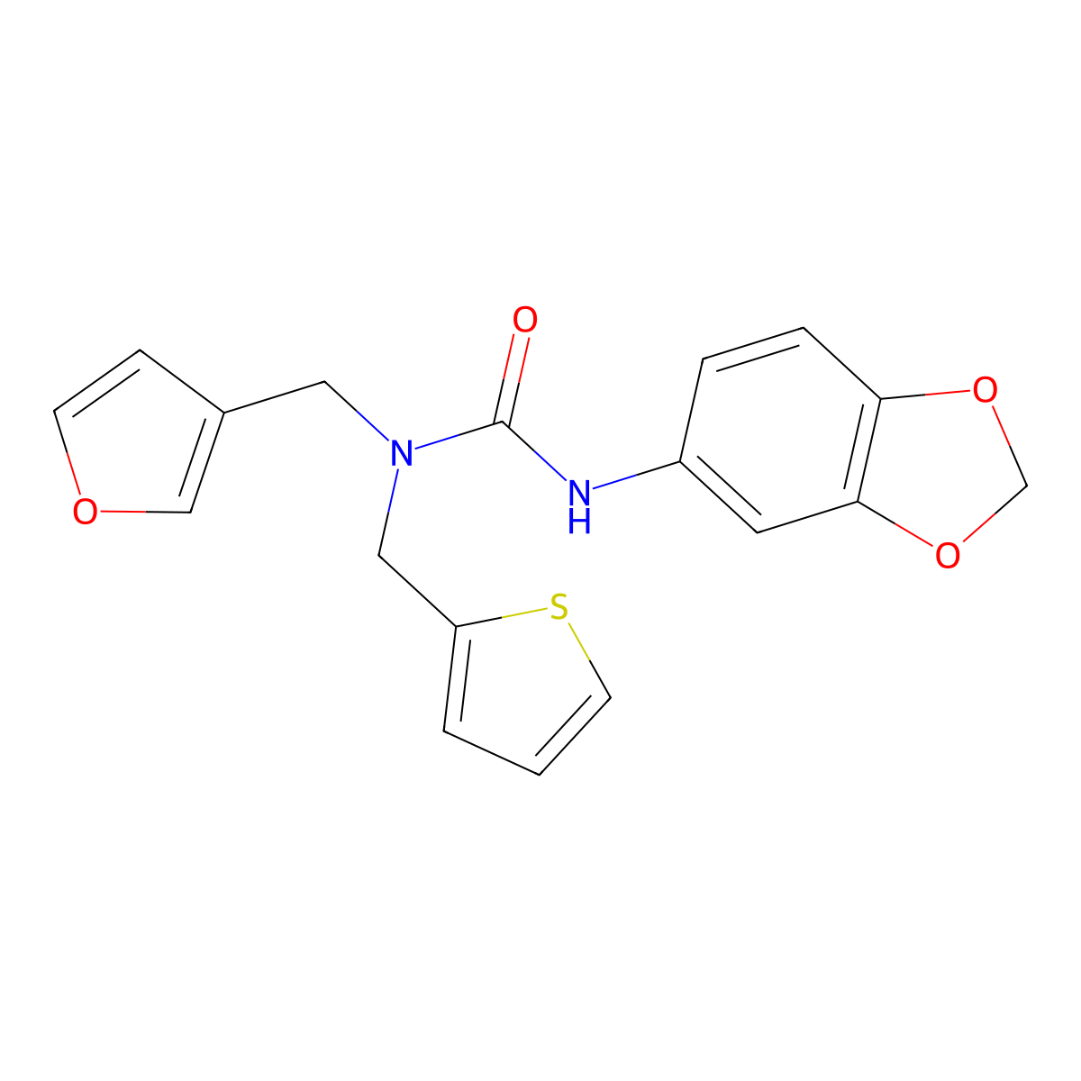 3-(Benzo[d][1,3]dioxol-5-yl)-1-(furan-3-ylmethyl)-1-(thiophen-2-ylmethyl)urea molecular structure, CAS 1421527-99-2