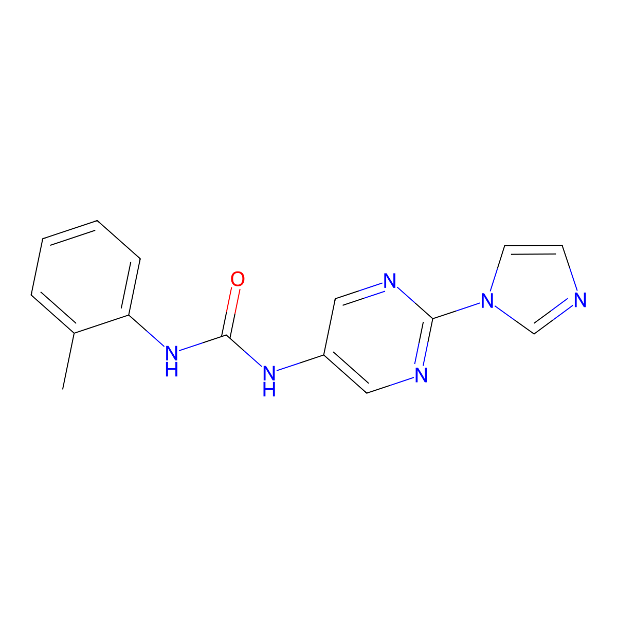 1-(2-(1H-imidazol-1-yl)pyrimidin-5-yl)-3-(o-tolyl)urea molecular structure, CAS 1421528-01-9
