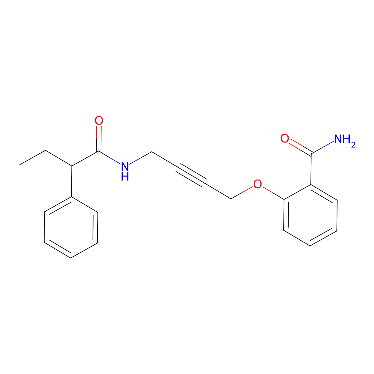 2-{[4-(2-Phenylbutanamido)but-2-YN-1-YL]oxy}benzamide molecular structure, CAS 1421528-02-0