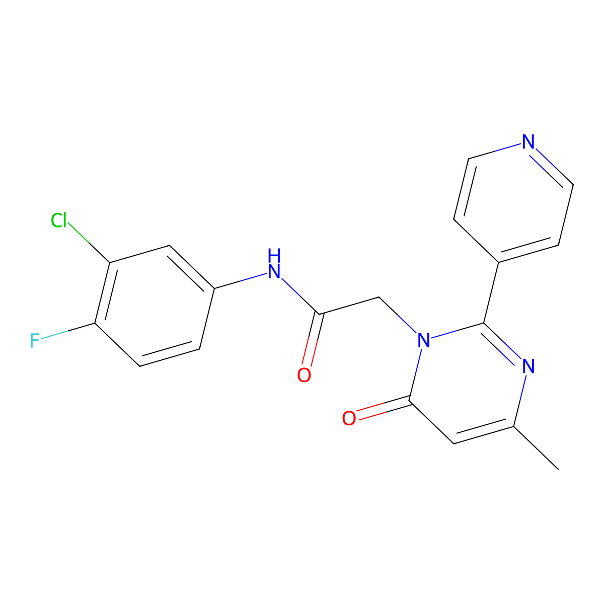 N-(3-chloro-4-fluorophenyl)-2-(4-methyl-6-oxo-2-(pyridin-4-yl)pyrimidin-1(6H)-yl)acetamide molecular structure, CAS 1421528-05-3