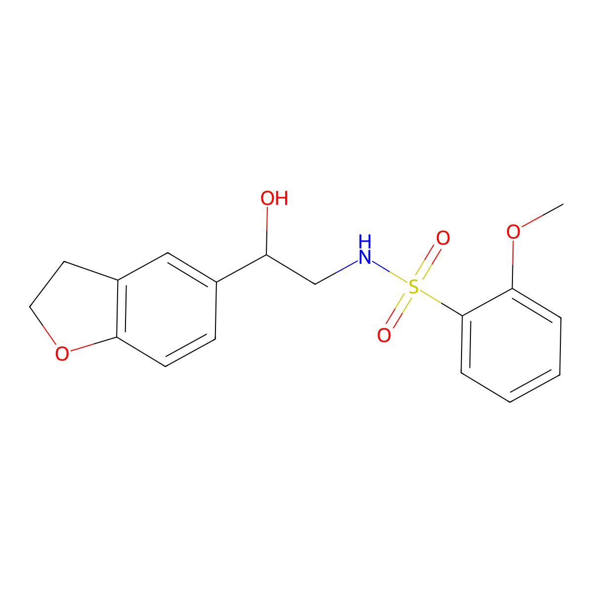 N-(2-(2,3-dihydrobenzofuran-5-yl)-2-hydroxyethyl)-2-methoxybenzenesulfonamide molecular structure, CAS 1421528-19-9