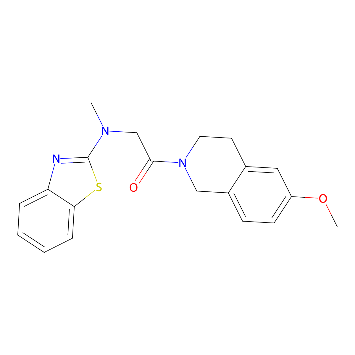 2-(benzo[d]thiazol-2-yl(methyl)amino)-1-(6-methoxy-3,4-dihydroisoquinolin-2(1H)-yl)ethanone molecular structure, CAS 1421528-27-9