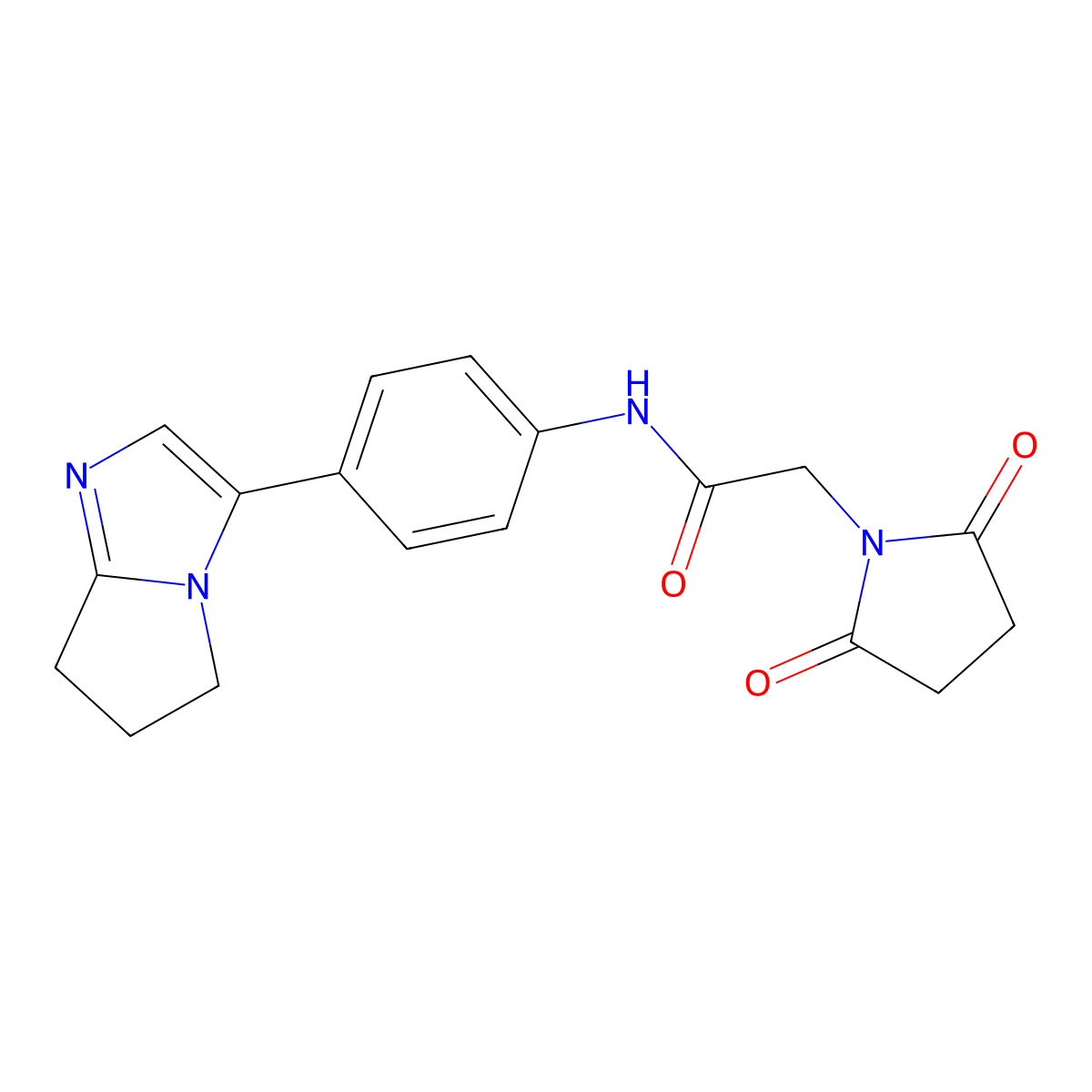 N-(4-(6,7-dihydro-5H-pyrrolo[1,2-a]imidazol-3-yl)phenyl)-2-(2,5-dioxopyrrolidin-1-yl)acetamide molecular structure, CAS 1421528-35-9