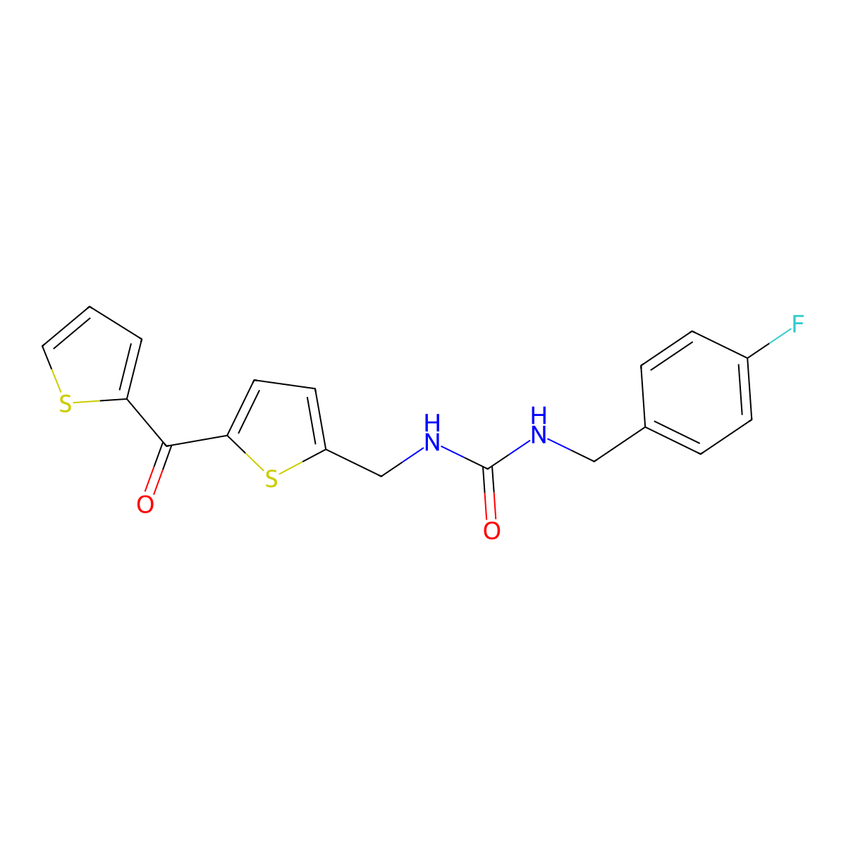 1-(4-Fluorobenzyl)-3-((5-(thiophene-2-carbonyl)thiophen-2-yl)methyl)urea molecular structure, CAS 1421528-38-2
