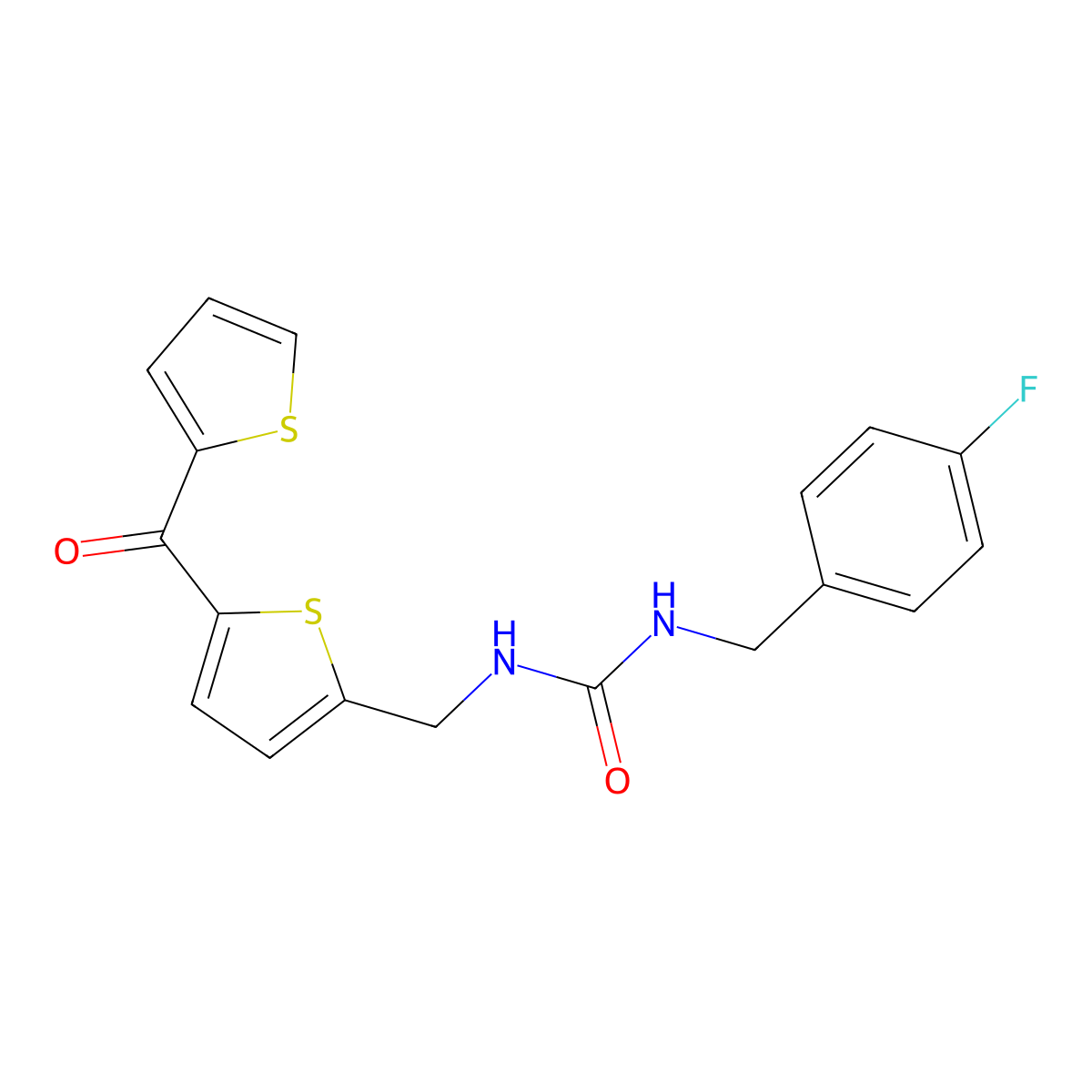1-(4-Fluorobenzyl)-3-((5-(thiophene-2-carbonyl)thiophen-2-yl)methyl)urea molecular structure, CAS 1421528-38-2