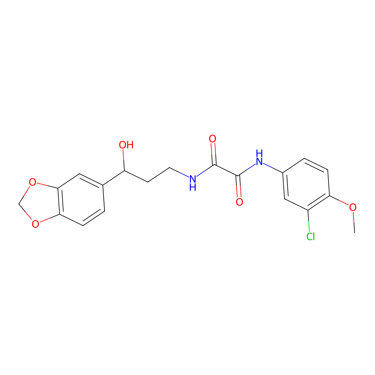 N1-(3-(benzo[d][1,3]dioxol-5-yl)-3-hydroxypropyl)-N2-(3-chloro-4-methoxyphenyl)oxalamide molecular structure, CAS 1421528-50-8