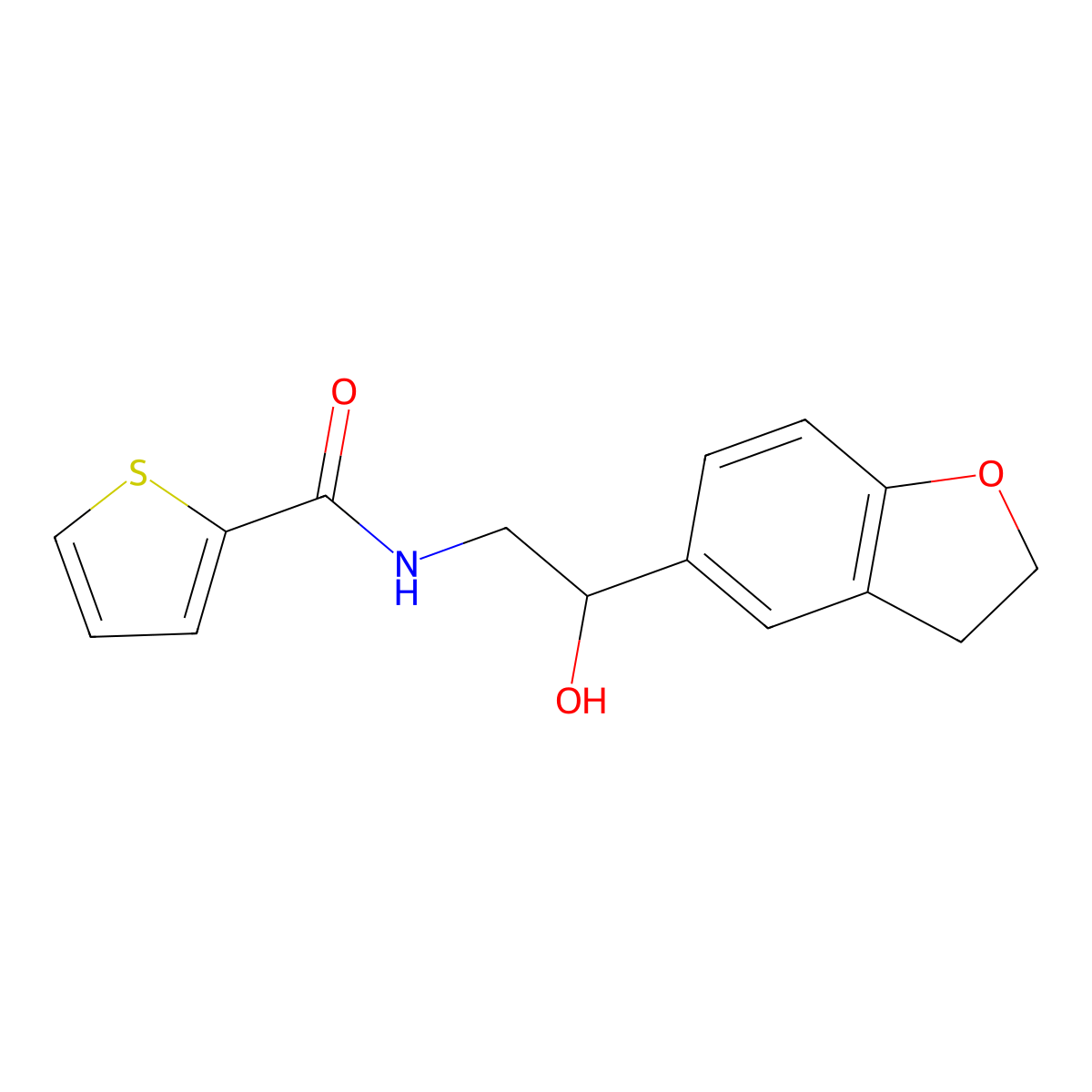 N-(2-(2,3-dihydrobenzofuran-5-yl)-2-hydroxyethyl)thiophene-2-carboxamide molecular structure, CAS 1421528-53-1