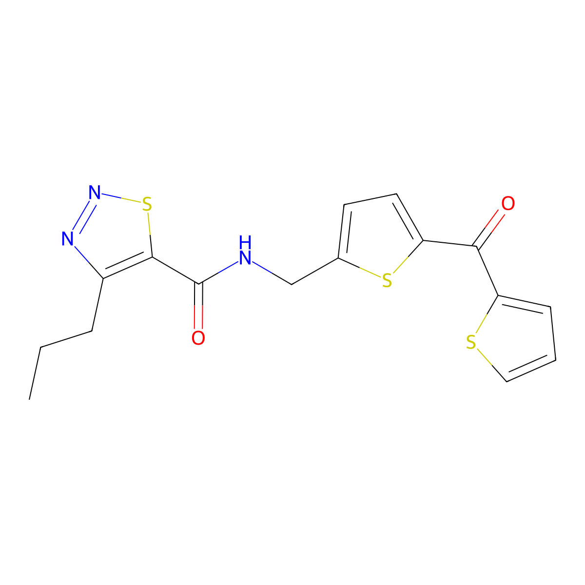 4-Propyl-N-{[5-(thiophene-2-carbonyl)thiophen-2-YL]methyl}-1,2,3-thiadiazole-5-carboxamide molecular structure, CAS 1421528-56-4