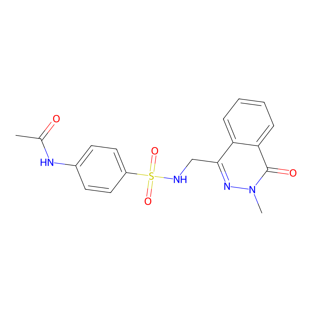 N-(4-(N-((3-methyl-4-oxo-3,4-dihydrophthalazin-1-yl)methyl)sulfamoyl)phenyl)acetamide molecular structure, CAS 1421528-60-0