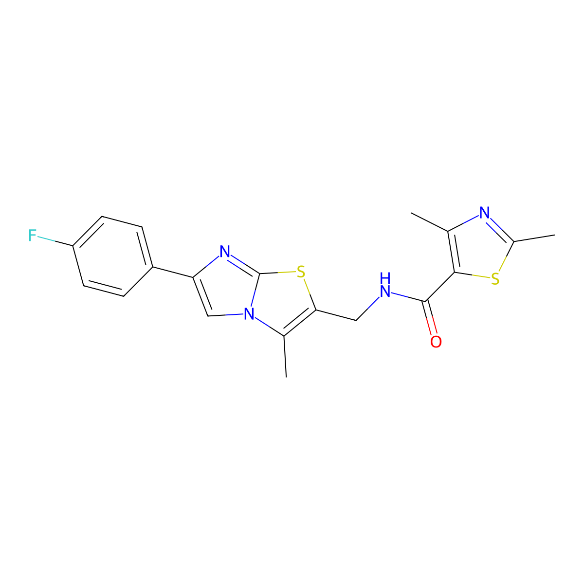 N-((6-(4-fluorophenyl)-3-methylimidazo[2,1-b]thiazol-2-yl)methyl)-2,4-dimethylthiazole-5-carboxamide molecular structure, CAS 1421528-65-5