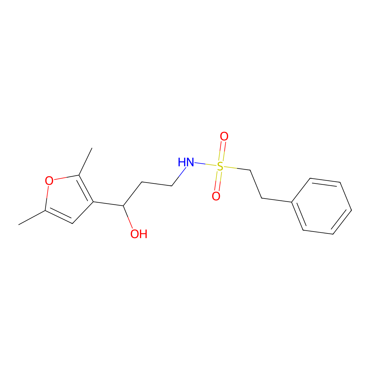 N-(3-(2,5-dimethylfuran-3-yl)-3-hydroxypropyl)-2-phenylethanesulfonamide molecular structure, CAS 1421528-71-3