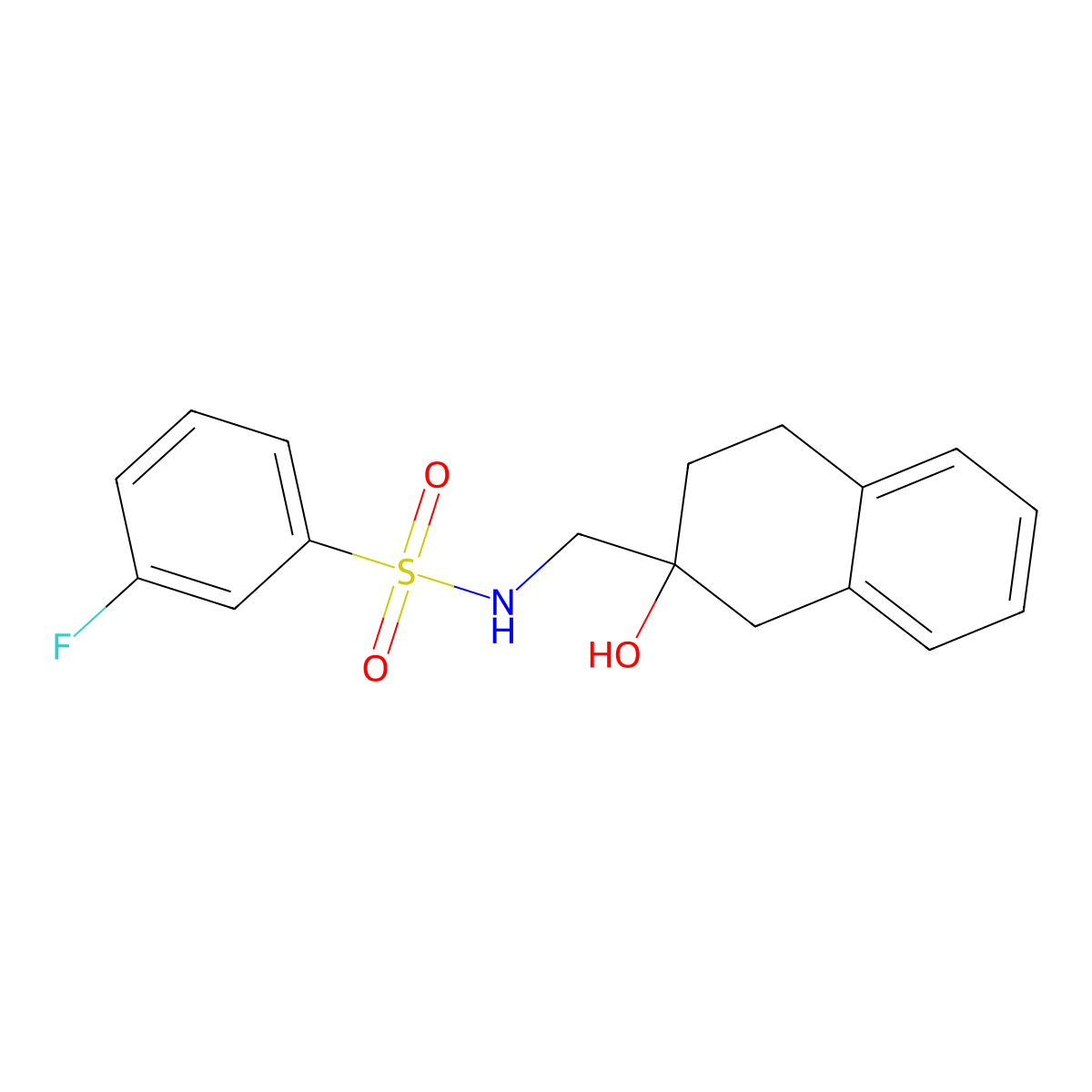 3-fluoro-N-((2-hydroxy-1,2,3,4-tetrahydronaphthalen-2-yl)methyl)benzenesulfonamide molecular structure, CAS 1421528-78-0