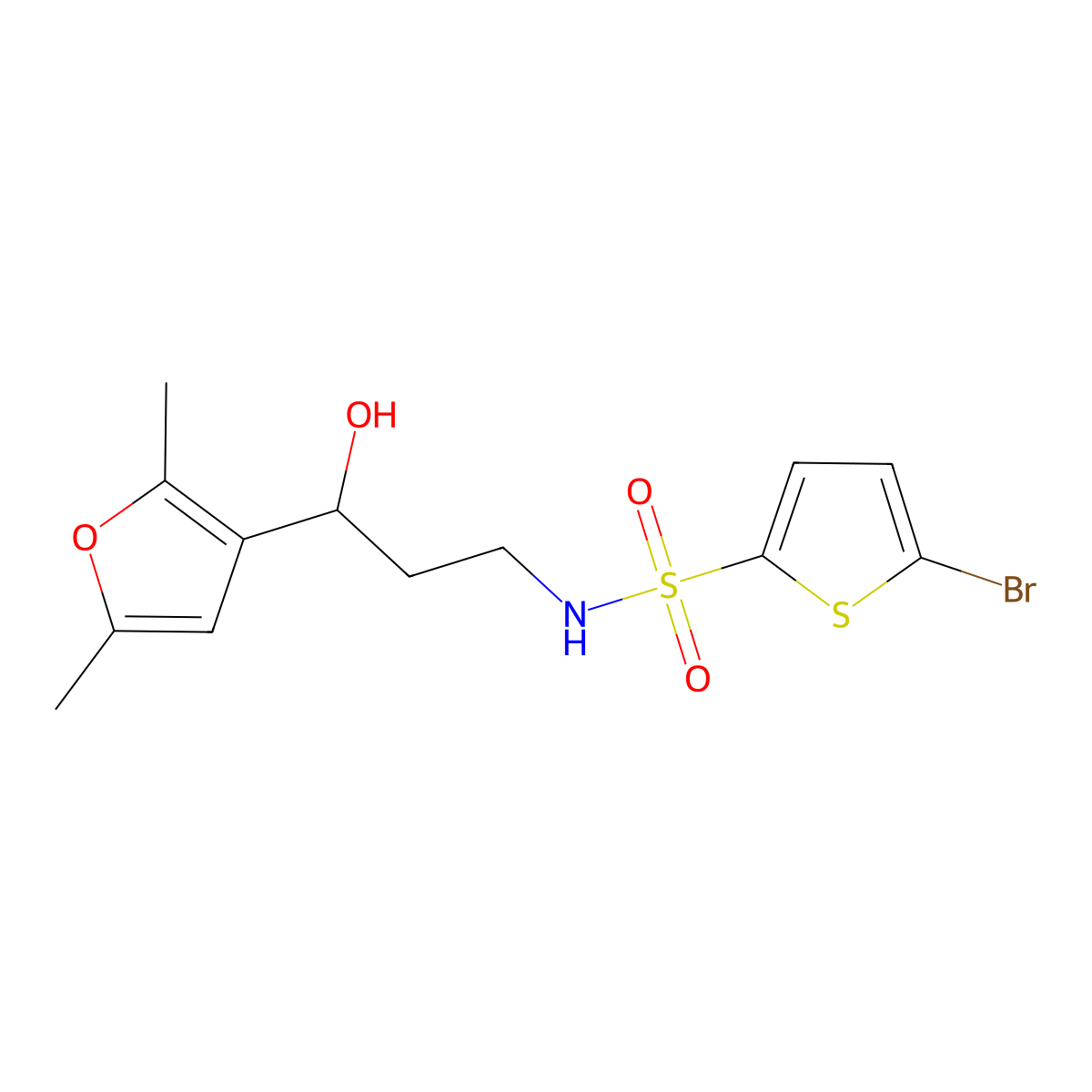 5-Bromo-N-[3-(2,5-dimethylfuran-3-YL)-3-hydroxypropyl]thiophene-2-sulfonamide molecular structure, CAS 1421528-79-1