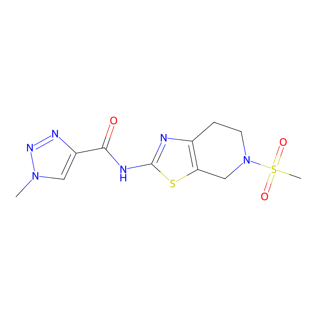 1-methyl-N-(5-(methylsulfonyl)-4,5,6,7-tetrahydrothiazolo[5,4-c]pyridin-2-yl)-1H-1,2,3-triazole-4-carboxamide molecular structure, CAS 1421528-85-9