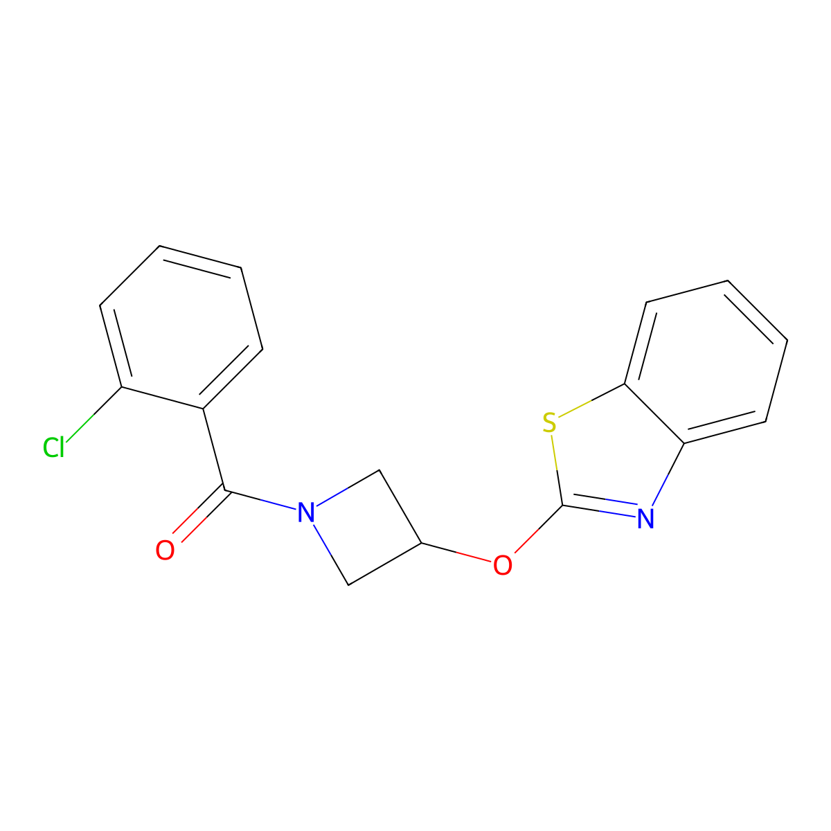 (3-(Benzo[d]thiazol-2-yloxy)azetidin-1-yl)(2-chlorophenyl)methanone molecular structure, CAS 1421528-91-7