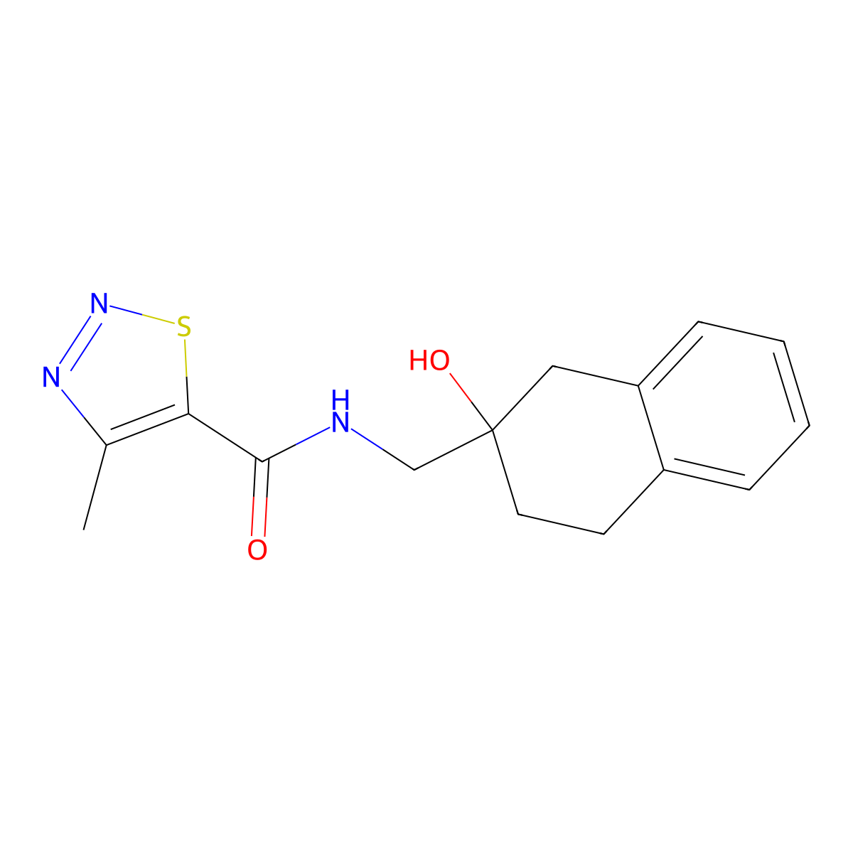 N-((2-hydroxy-1,2,3,4-tetrahydronaphthalen-2-yl)methyl)-4-methyl-1,2,3-thiadiazole-5-carboxamide molecular structure, CAS 1421529-01-2