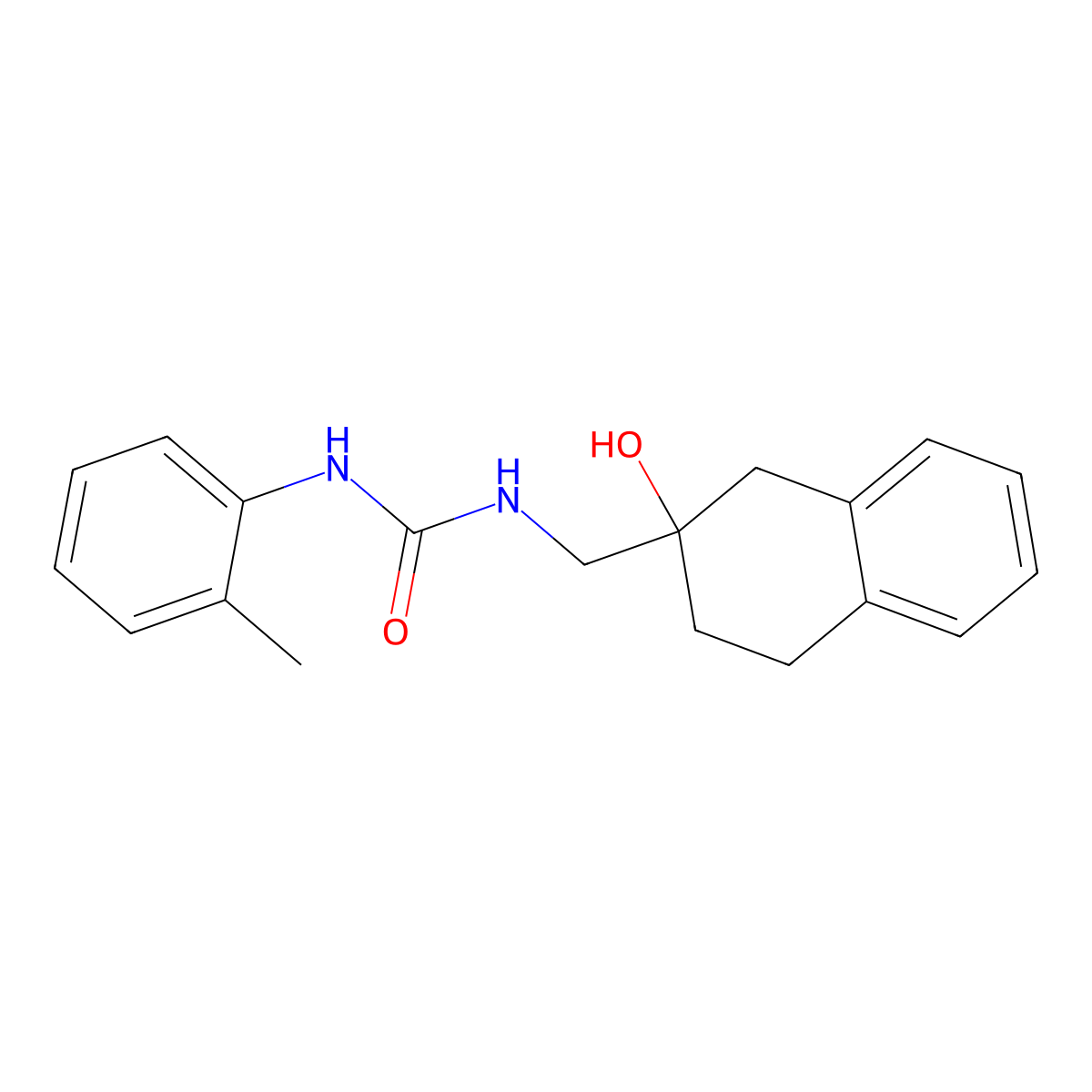 1-((2-Hydroxy-1,2,3,4-tetrahydronaphthalen-2-yl)methyl)-3-(o-tolyl)urea molecular structure, CAS 1421529-07-8