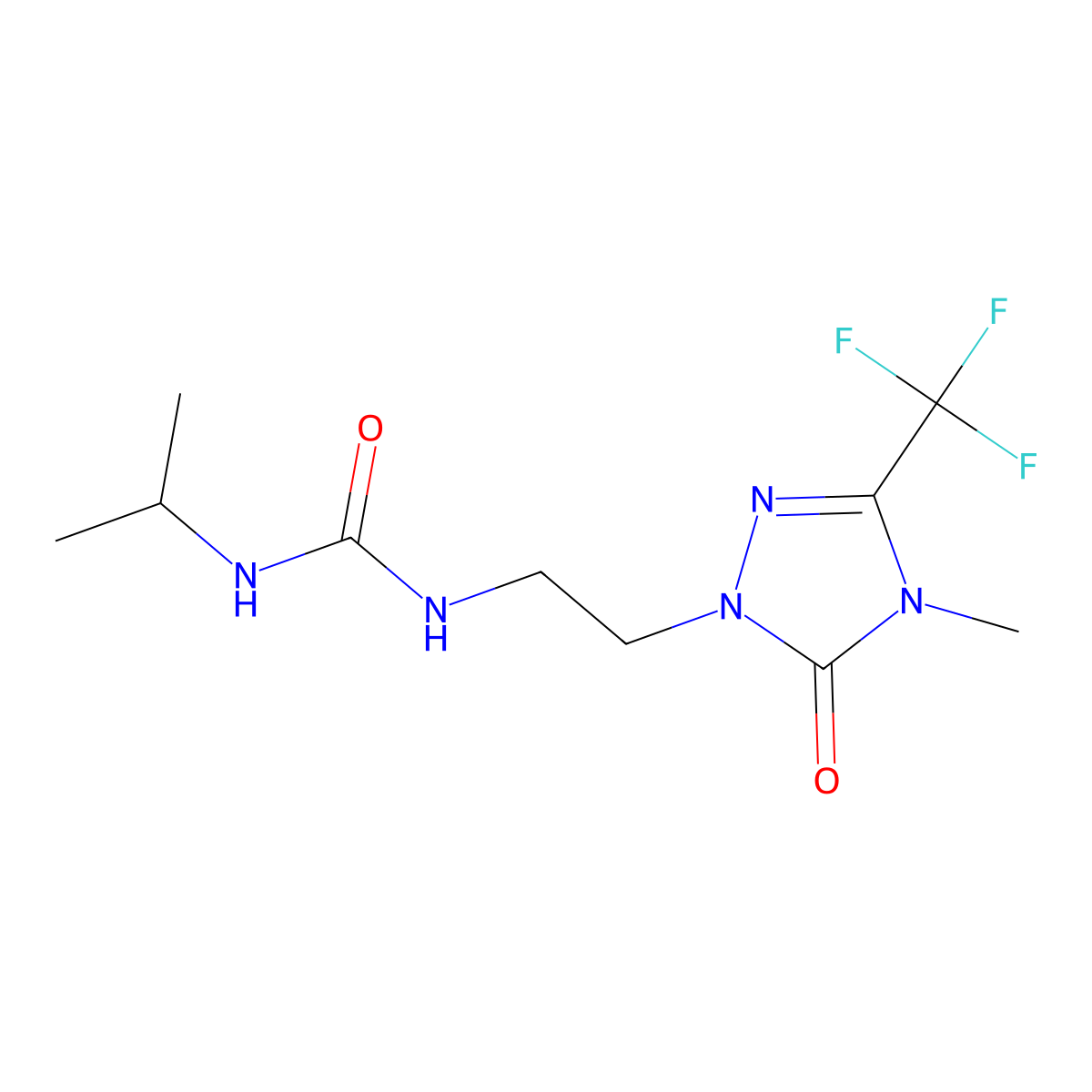 1-isopropyl-3-(2-(4-methyl-5-oxo-3-(trifluoromethyl)-4,5-dihydro-1H-1,2,4-triazol-1-yl)ethyl)urea molecular structure, CAS 1421529-13-6
