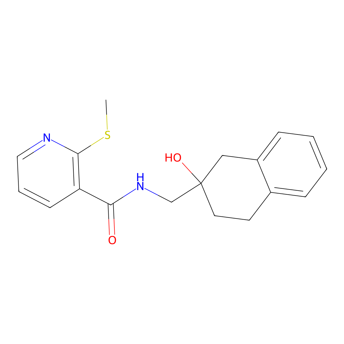 N-[(2-hydroxy-1,2,3,4-tetrahydronaphthalen-2-yl)methyl]-2-(methylsulfanyl)pyridine-3-carboxamide molecular structure, CAS 1421529-17-0