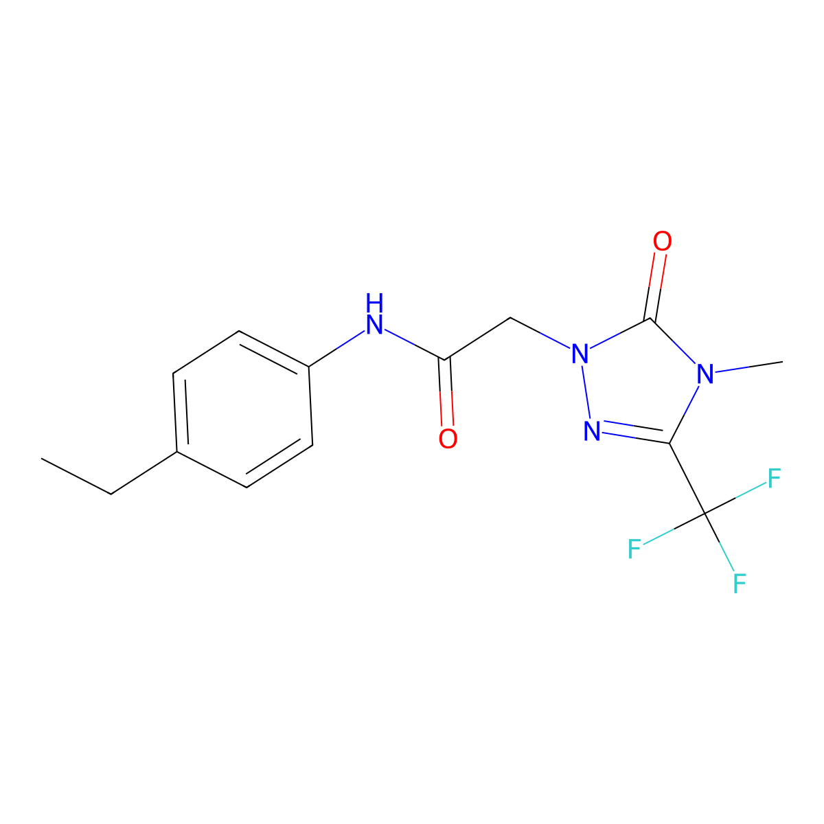 N-(4-ethylphenyl)-2-[4-methyl-5-oxo-3-(trifluoromethyl)-4,5-dihydro-1H-1,2,4-triazol-1-yl]acetamide molecular structure, CAS 1421529-28-3
