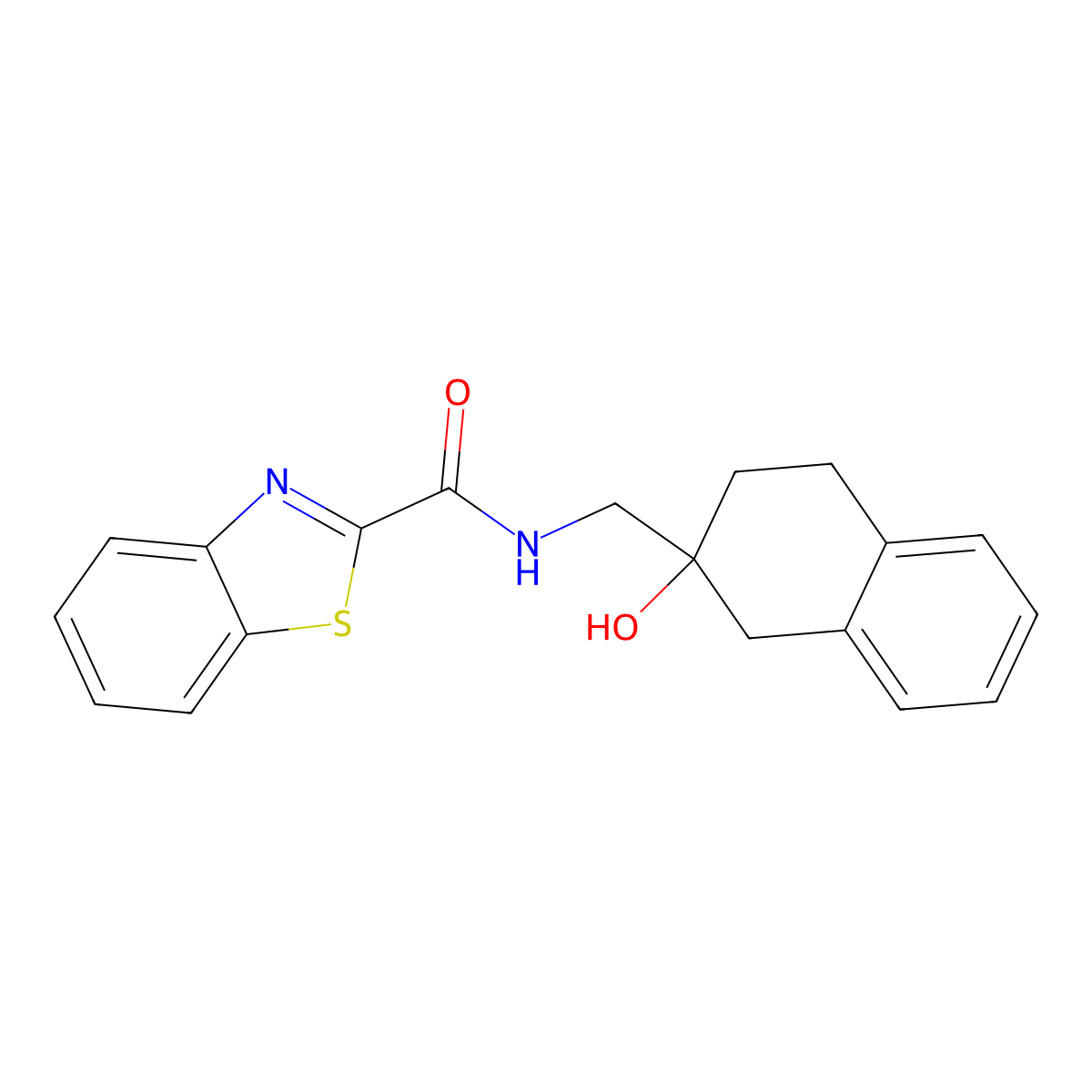N-((2-hydroxy-1,2,3,4-tetrahydronaphthalen-2-yl)methyl)benzo[d]thiazole-2-carboxamide molecular structure, CAS 1421529-30-7