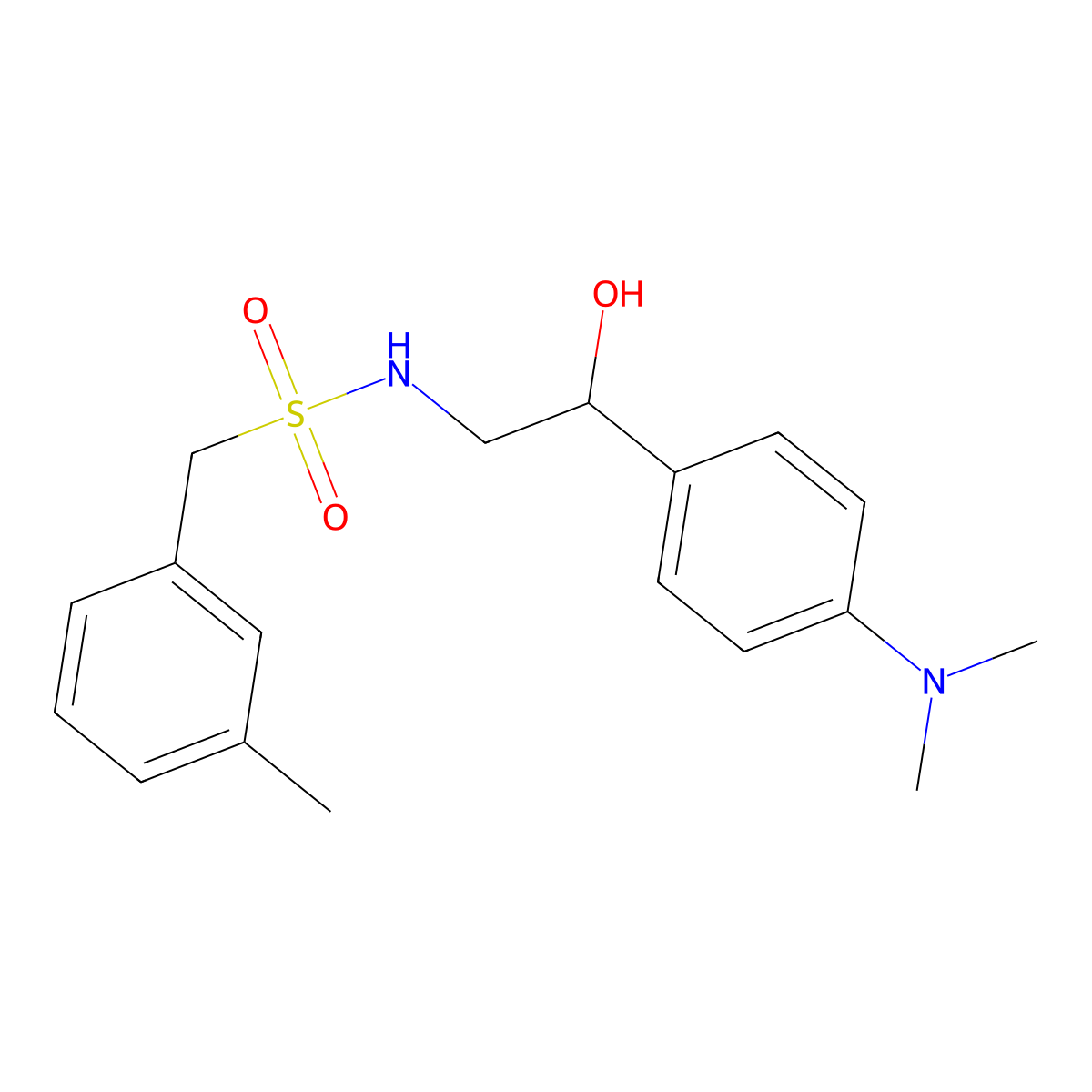 N-(2-(4-(dimethylamino)phenyl)-2-hydroxyethyl)-1-(m-tolyl)methanesulfonamide molecular structure, CAS 1421529-33-0
