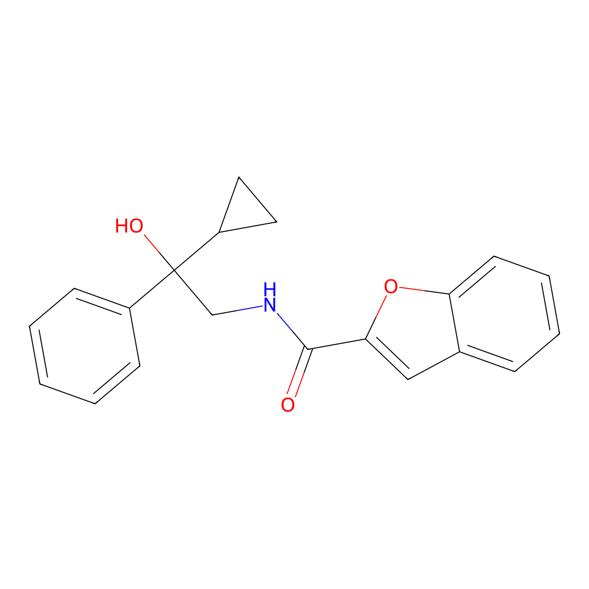 N-(2-cyclopropyl-2-hydroxy-2-phenylethyl)benzofuran-2-carboxamide molecular structure, CAS 1421529-34-1