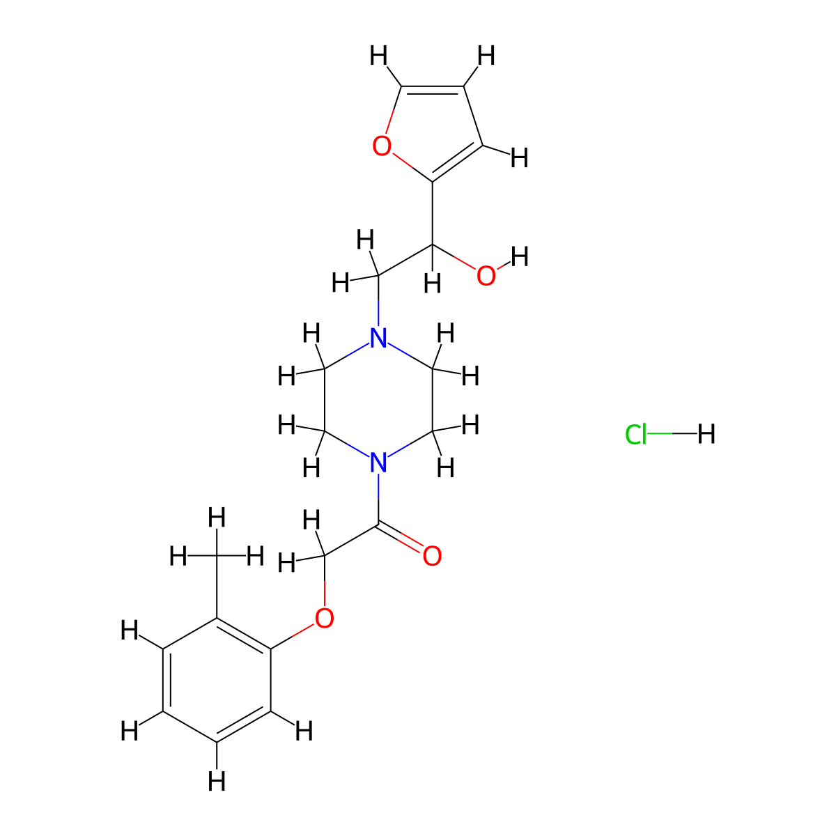 1-(4-(2-(Furan-2-yl)-2-hydroxyethyl)piperazin-1-yl)-2-(o-tolyloxy)ethanone hydrochloride molecular structure, CAS 1421529-35-2