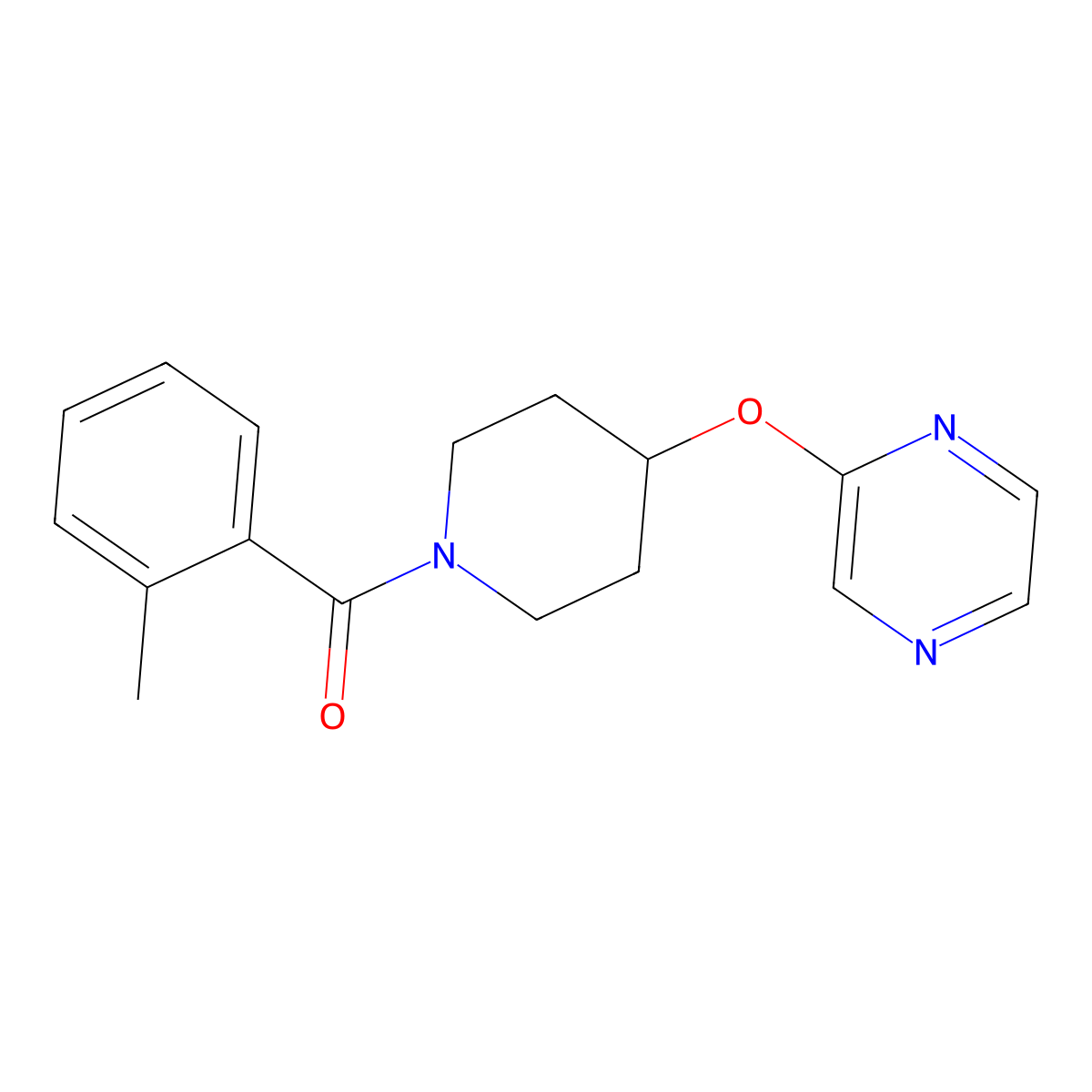 (4-(Pyrazin-2-yloxy)piperidin-1-yl)(o-tolyl)methanone molecular structure, CAS 1421529-36-3