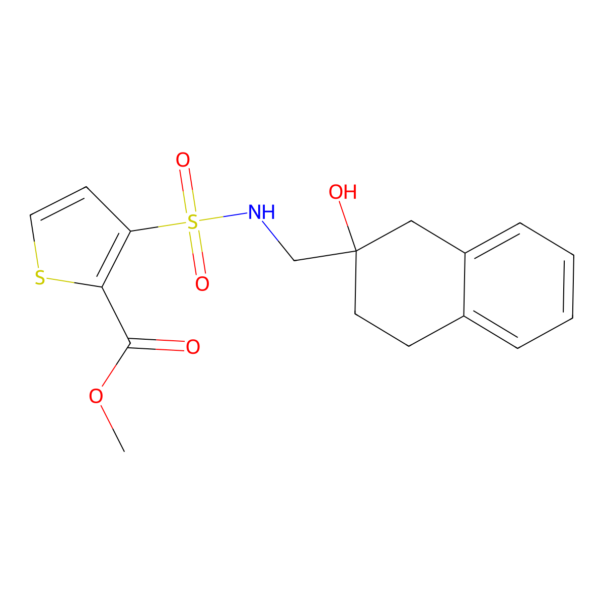 methyl 3-(N-((2-hydroxy-1,2,3,4-tetrahydronaphthalen-2-yl)methyl)sulfamoyl)thiophene-2-carboxylate molecular structure, CAS 1421529-40-9