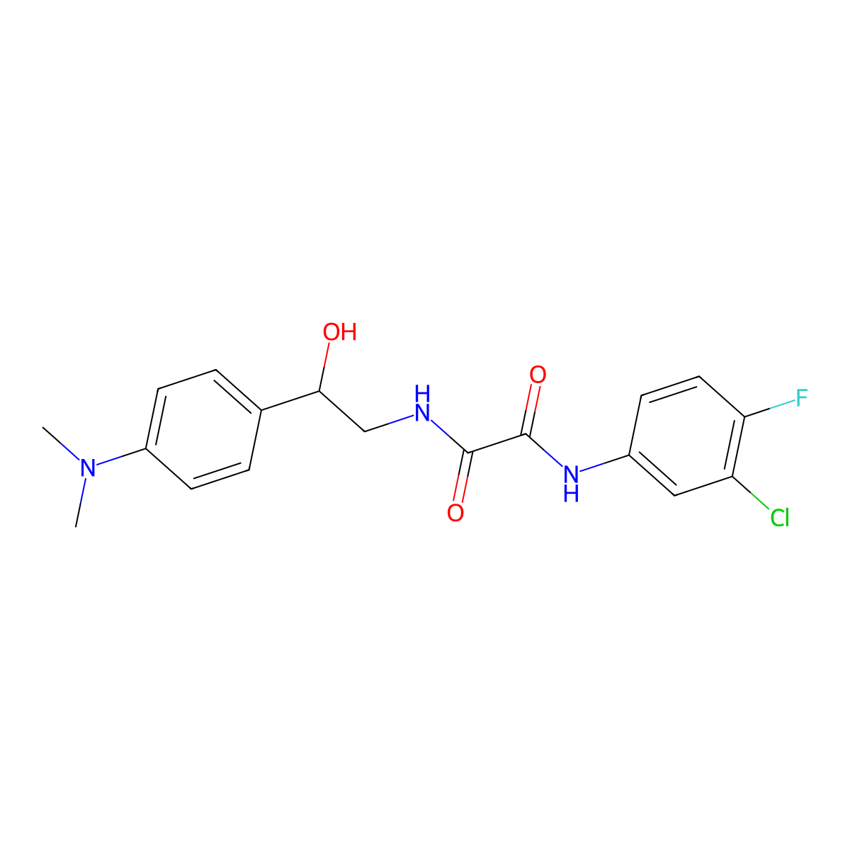 N1-(3-chloro-4-fluorophenyl)-N2-(2-(4-(dimethylamino)phenyl)-2-hydroxyethyl)oxalamide molecular structure, CAS 1421529-42-1