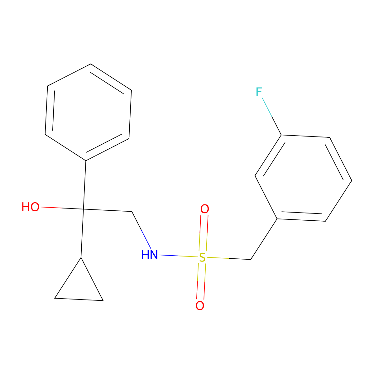 N-(2-cyclopropyl-2-hydroxy-2-phenylethyl)-1-(3-fluorophenyl)methanesulfonamide molecular structure, CAS 1421529-51-2
