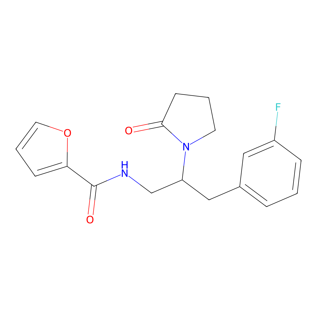 N-[3-(3-Fluorophenyl)-2-(2-oxopyrrolidin-1-YL)propyl]furan-2-carboxamide molecular structure, CAS 1421529-52-3