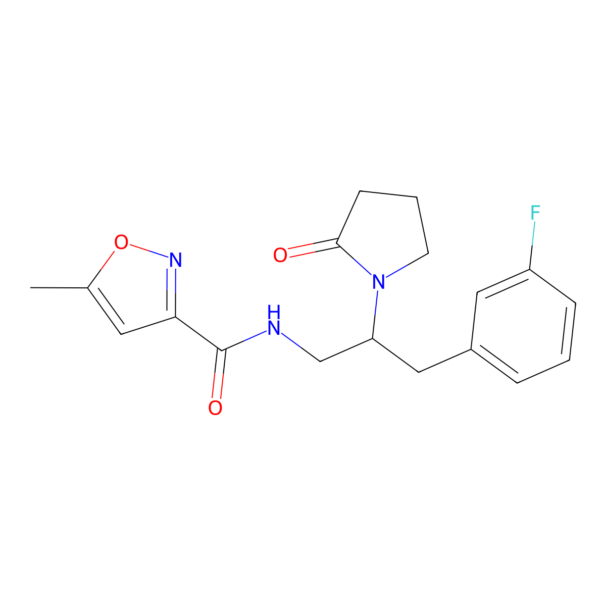 N-(3-(3-fluorophenyl)-2-(2-oxopyrrolidin-1-yl)propyl)-5-methylisoxazole-3-carboxamide molecular structure, CAS 1421529-56-7