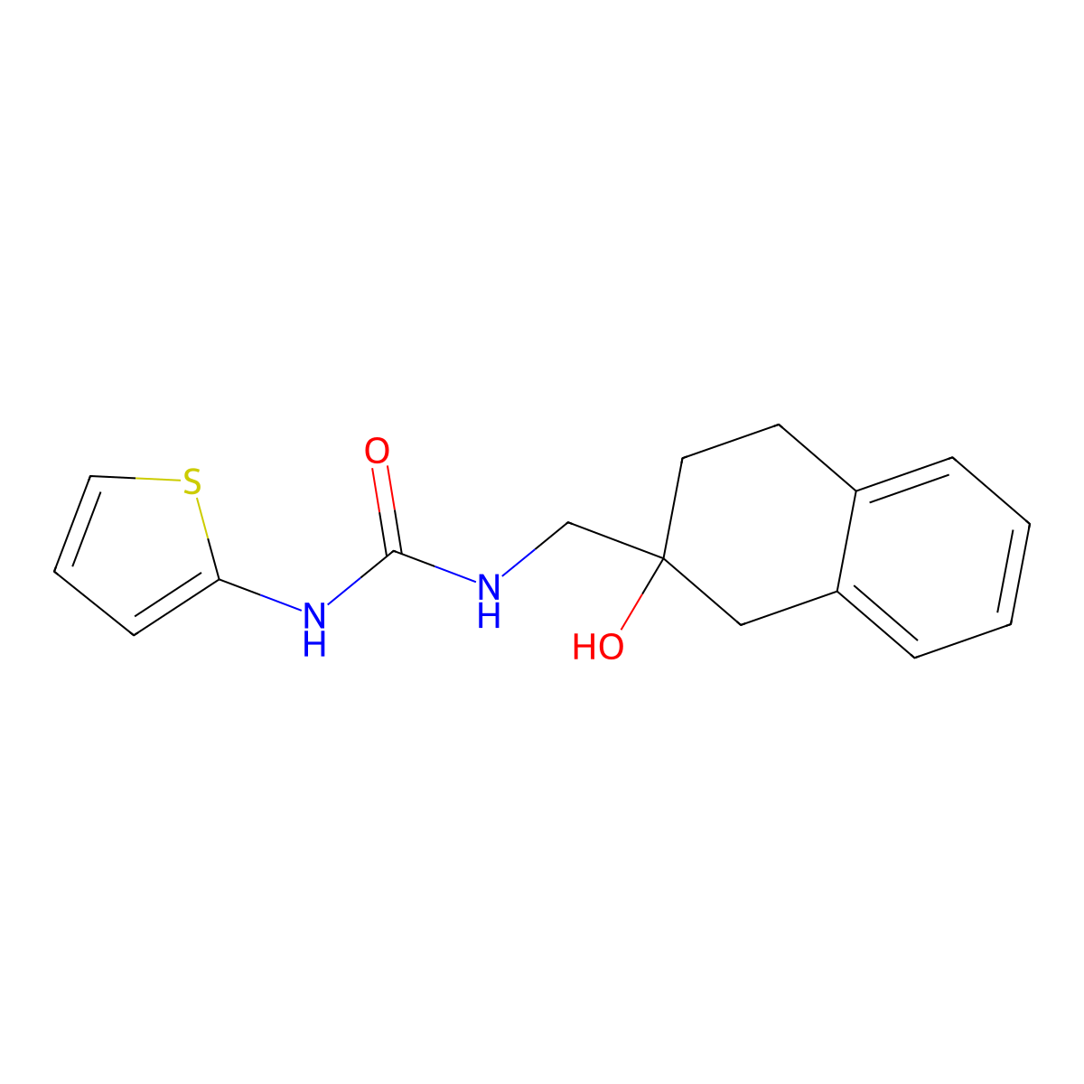 1-[(2-Hydroxy-1,2,3,4-tetrahydronaphthalen-2-yl)methyl]-3-(thiophen-2-yl)urea molecular structure, CAS 1421529-57-8