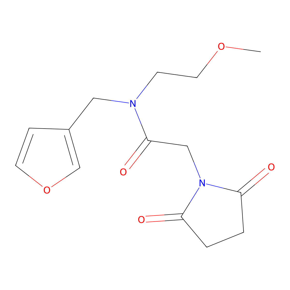 2-(2,5-dioxopyrrolidin-1-yl)-N-(furan-3-ylmethyl)-N-(2-methoxyethyl)acetamide molecular structure, CAS 1421529-62-5