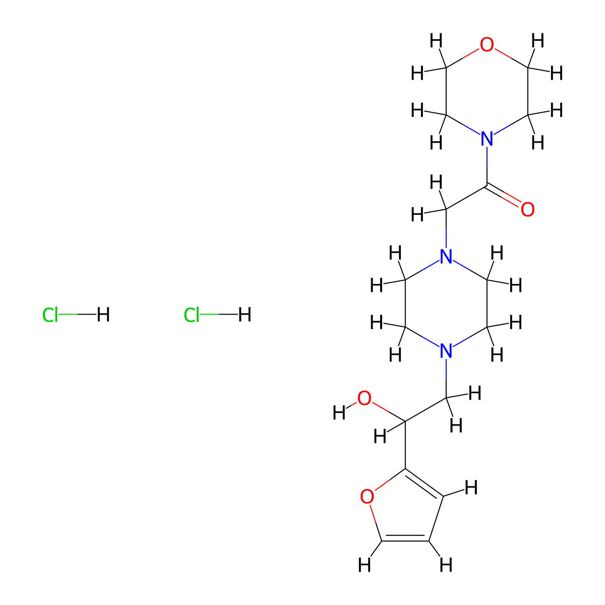 2-(4-(2-(Furan-2-yl)-2-hydroxyethyl)piperazin-1-yl)-1-morpholinoethanone dihydrochloride molecular structure, CAS 1421529-65-8