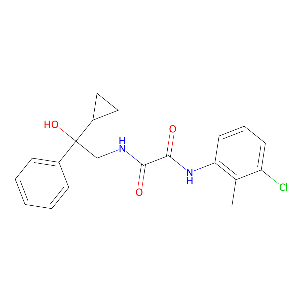 N1-(3-chloro-2-methylphenyl)-N2-(2-cyclopropyl-2-hydroxy-2-phenylethyl)oxalamide molecular structure, CAS 1421529-66-9