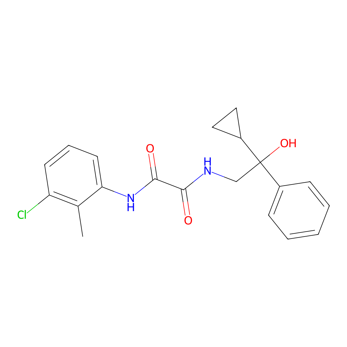 N1-(3-chloro-2-methylphenyl)-N2-(2-cyclopropyl-2-hydroxy-2-phenylethyl)oxalamide molecular structure, CAS 1421529-66-9