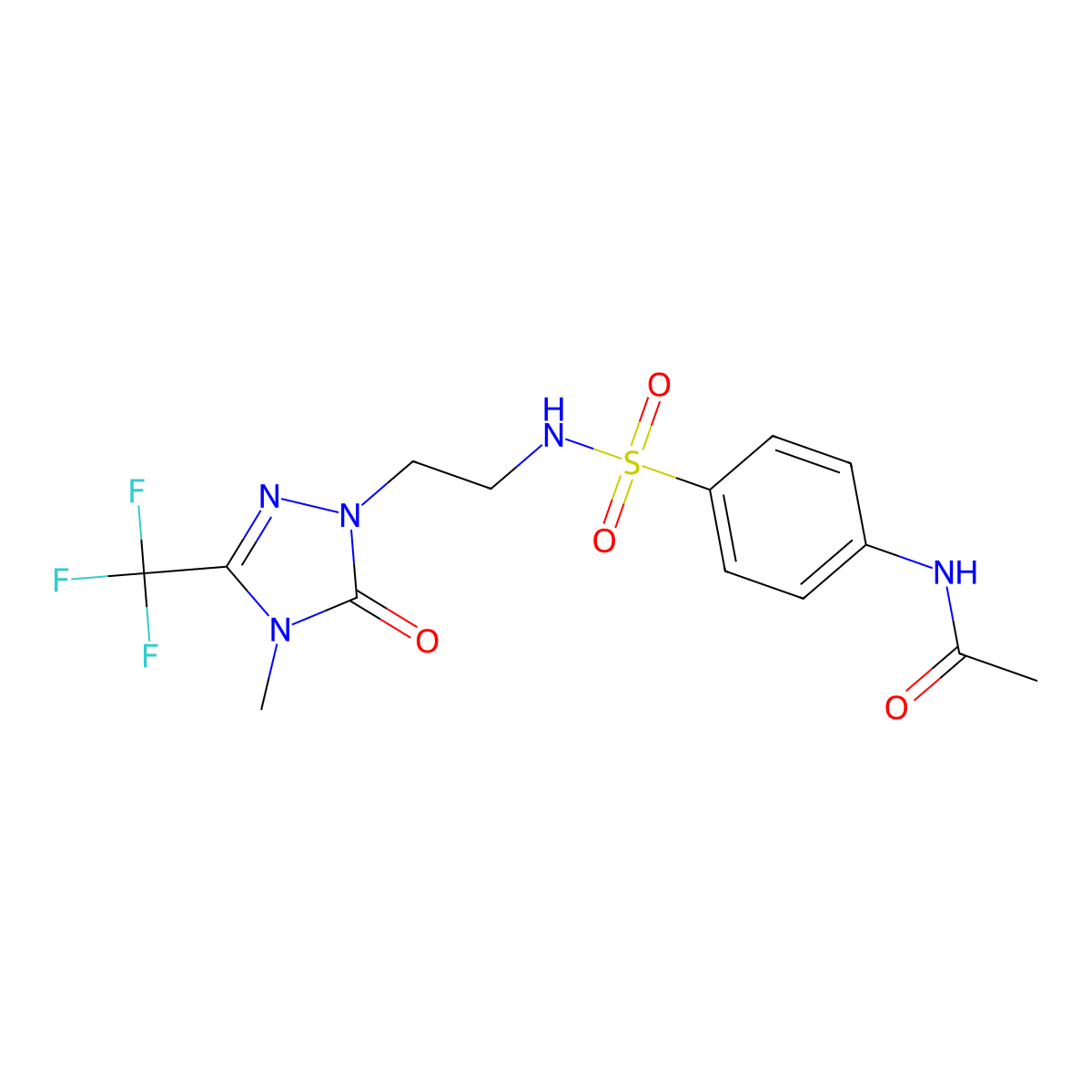 N-(4-(N-(2-(4-methyl-5-oxo-3-(trifluoromethyl)-4,5-dihydro-1H-1,2,4-triazol-1-yl)ethyl)sulfamoyl)phenyl)acetamide molecular structure, CAS 1421529-68-1