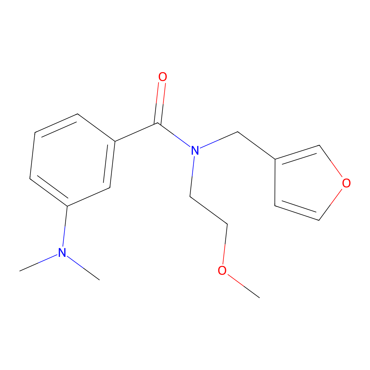 3-(dimethylamino)-N-(furan-3-ylmethyl)-N-(2-methoxyethyl)benzamide molecular structure, CAS 1421529-71-6