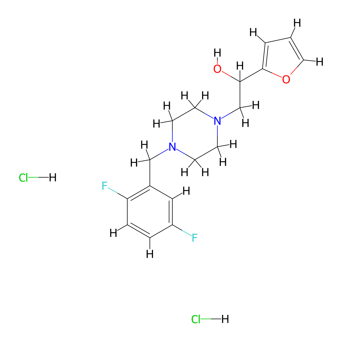 2-(4-(2,5-Difluorobenzyl)piperazin-1-yl)-1-(furan-2-yl)ethanol dihydrochloride molecular structure, CAS 1421529-74-9