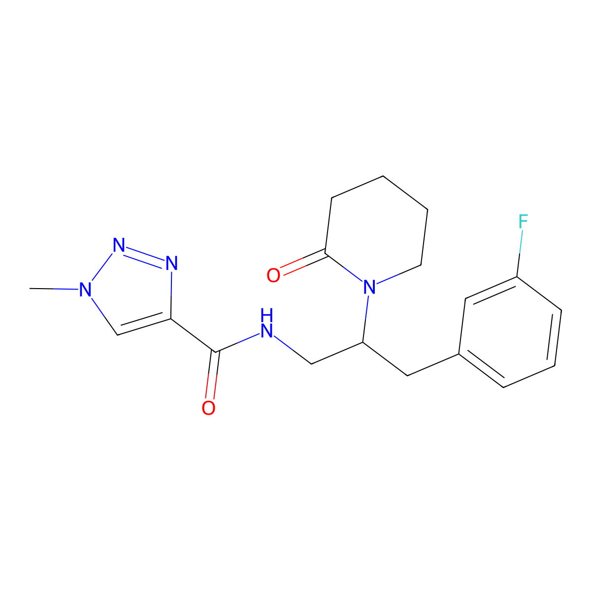 N-[3-(3-fluorophenyl)-2-(2-oxopiperidin-1-yl)propyl]-1-methyl-1H-1,2,3-triazole-4-carboxamide molecular structure, CAS 1421529-76-1