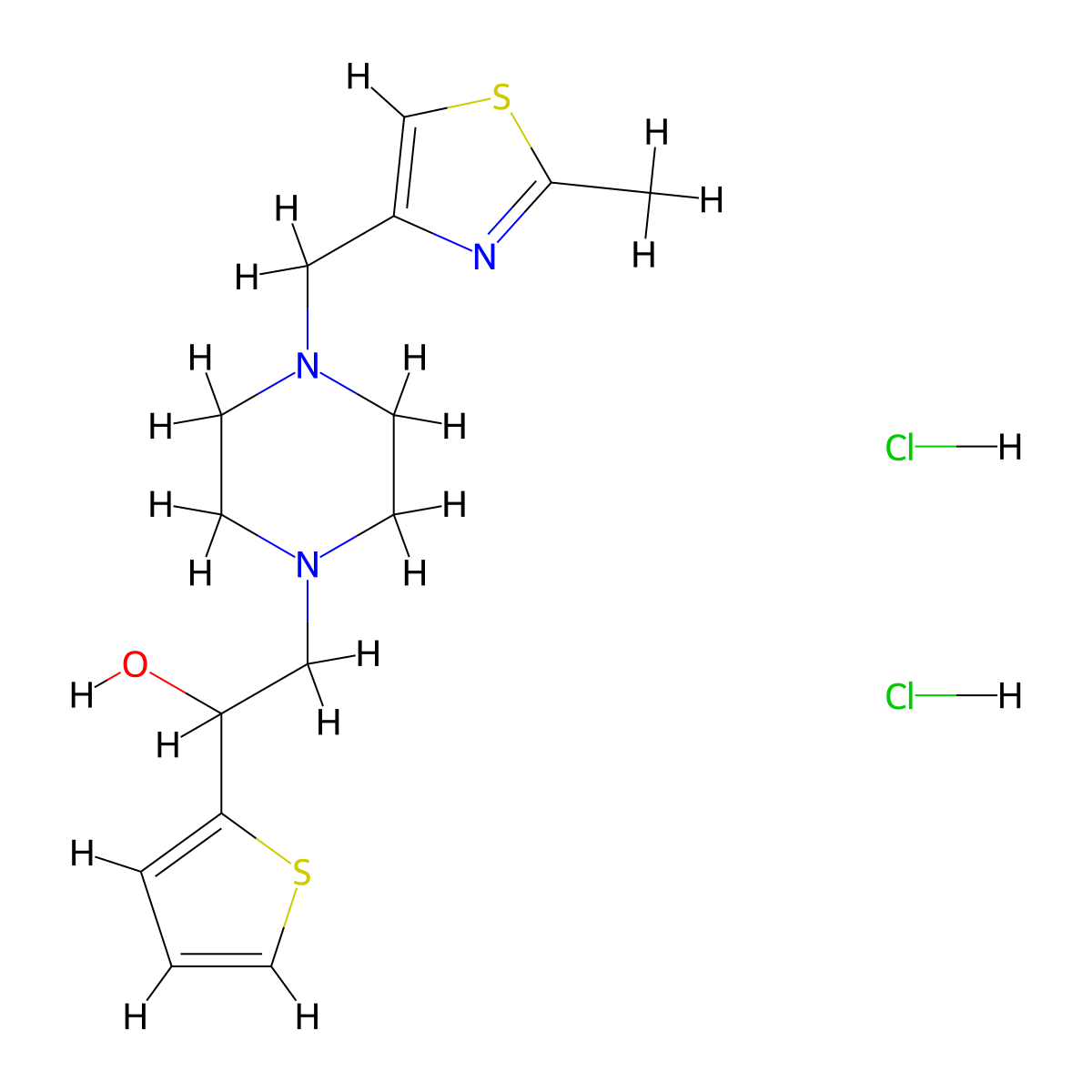 2-(4-((2-Methylthiazol-4-yl)methyl)piperazin-1-yl)-1-(thiophen-2-yl)ethanol dihydrochloride molecular structure, CAS 1421529-94-3