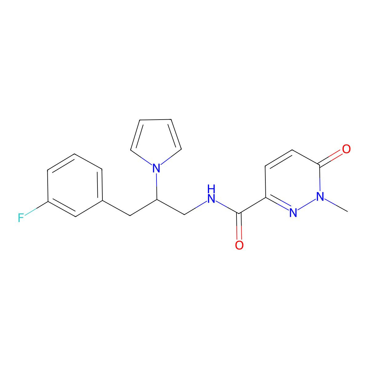 N-[3-(3-fluorophenyl)-2-(1H-pyrrol-1-yl)propyl]-1-methyl-6-oxo-1,6-dihydropyridazine-3-carboxamide molecular structure, CAS 1421529-95-4