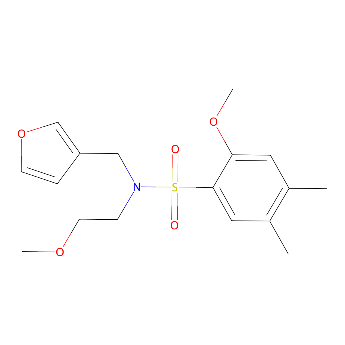N-(furan-3-ylmethyl)-2-methoxy-N-(2-methoxyethyl)-4,5-dimethylbenzenesulfonamide molecular structure, CAS 1421529-97-6
