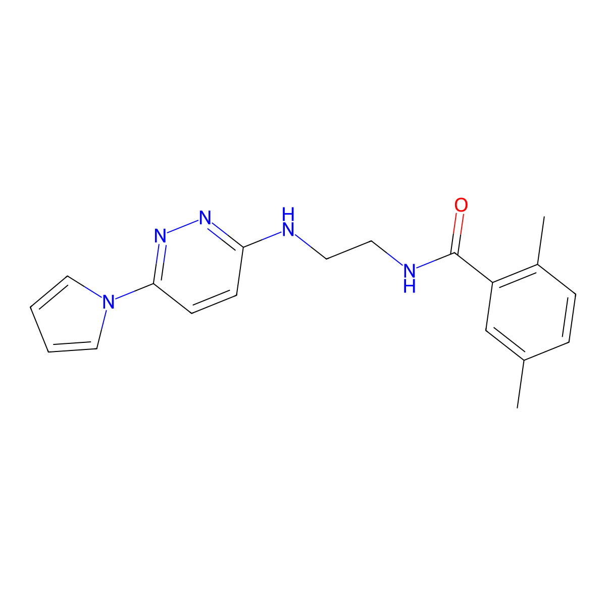 N-(2-((6-(1H-pyrrol-1-yl)pyridazin-3-yl)amino)ethyl)-2,5-dimethylbenzamide molecular structure, CAS 1421529-98-7